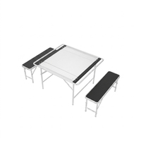 Ensemble de table et bancs pliants en alliage d'aluminium - Conception compacte pour pique-nique en plein air, barbecue, repas, utilisation portable, mobilier d'extérieur