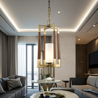 Luminaires de salle à manger rétro de style américain tout en cuivre personnalisés en usine VH Lustres de style campagnard en cuir