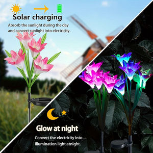 Lily hoa đèn không thấm nước LED cảnh quan trang trí đèn ngoài trời năng lượng mặt trời Vườn trang trí cổ phần cảnh quan ánh sáng muti-màu - Product Image 2