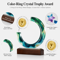Trofeo de Cristal Personalizado, Disco Redondo Grabado con Color Degradado, Regalo de Reconocimiento Corporativo, Venta al Por Mayor