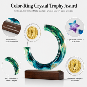 Trofeo in Cristallo Personalizzato, Disco Rotondo Inciso con Colore Sfumato, Regalo Aziendale di Riconoscimento, Vendita all'Ingrosso - Product Image 2
