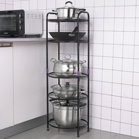 Usine en gros cuisine en acier au carbone étagère de rangement ménage sol debout Pot étagère multicouche supports de stockage en métal