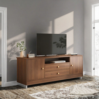 Meuble TV en bois, console multimédia, buffet de rangement au sol avec portes doubles et tiroirs pour salon et entrée