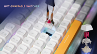 Clavier mécanique MiraBox K1 Pro avec 6 touches LCD programmables, 3 boutons rotatifs, interrupteurs RGB échangeables à chaud, boîtier transparent pour Mac PC
