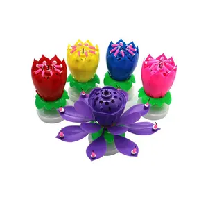 XIONGXI the most popular lotus flower rotating musical birthday candles