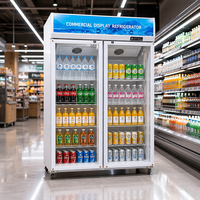 Équipement de réfrigération vertical pour la vente au détail 2-8 ℃   Réfrigérateur commercial à portes vitrées sans givre pour présentation