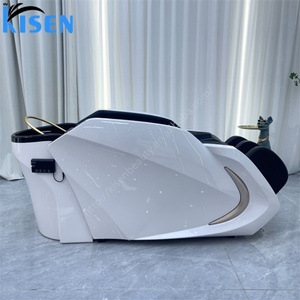 Lit de massage Kisen à prix réduit pour salon de beauté, soin du cuir chevelu, blanc/noir, avec lumière LED - Product Image 2