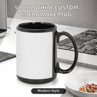 YinXiangXianFeng 500ml 15oz Tasse en céramique blanche avec poignée en forme de C, revêtement par sublimation, moderne, personnalisable, compatible micro-ondes