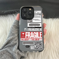 Funda transparente de TPU con estampado de dibujos animados de arte callejero y etiquetas de boletos para iPhone 16 Pro Max 15 14 13 XR