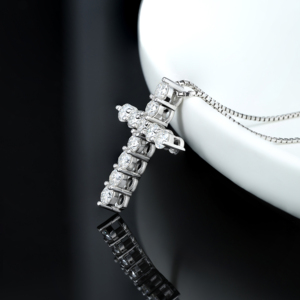 Hot Selling 925 Sterling Silver Cross Pendant 3mm 4mm D Grade VVS Moissanite Unisex Religious Necklace Rhodium Plated Box Chain - Product Image 3