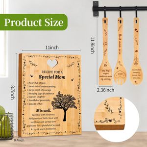 Accessori da <span class=keywords><strong>Cucina</strong></span> Personalizzati, Set di Taglieri in Bambù Incisi con 'La Ricetta per una Mamma Speciale' - Product Image 2