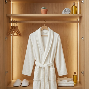 Peignoir <span class=keywords><strong>de</strong></span> <span class=keywords><strong>luxe</strong></span> en coton blanc, personnalisé, doux et <span class=keywords><strong>de</strong></span> qualité supérieure, idéal pour les chambres d'hôtel (vente en gros) - Product Image 2