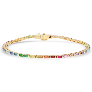 Gemnel 925 Sterling Silver Tennis Diamond <strong>rainbow</strong> <strong>Bracelets</strong> &amp; Bangles - Product Image 1