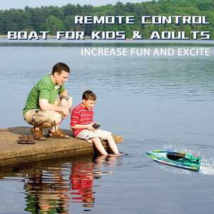 Bateau de course télécommandé V555 rapide avec lumières LED, étanche, haute vitesse, modèle de jouet pour piscine et lac - Product Image 4