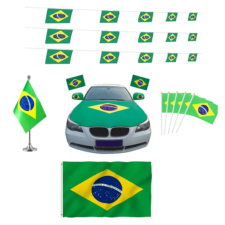 Design personalizado qualquer bandeira nacional brasileira bandeiras nacionais poliéster com anilhas de latão 3x5 pés brasil bandeira