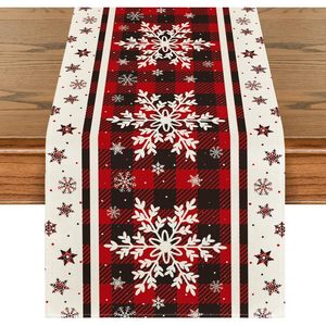 Artoid Mode Chemin de table de cuisine saisonnier d'hiver à carreaux Buffalo et flocons de neige, décoration de table de Noël, Chine - Product Image 1