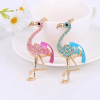 Gantungan Kunci Kristal Logam Berkilau Gantungan Kunci Flamingo Kartun Liontin Tas Wanita