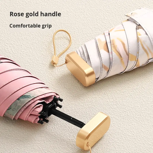 Ombrello da <span class=keywords><strong>pioggia</strong></span> portatile da donna di moda 5 parasole pieghevole con stampa a fiori rosa con Logo personalizzato controllo manuale adulti - Product Image 5