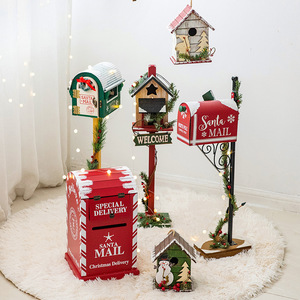 Décoration de Noël festive : Boîte aux <span class=keywords><strong>lettres</strong></span> rustique en <span class=keywords><strong>bois</strong></span> <span class=keywords><strong>à</strong></span> suspendre pour fenêtre, porche ou scène de vacances - Product Image 2