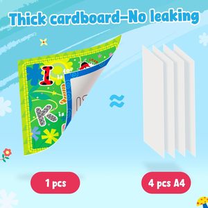 Livre de coloriage à l'eau pour les tout-petits de 3 à 5 ans, 14 pages d'activités réutilisables avec stylo à eau pour un dessin sans désordre - Product Image 5