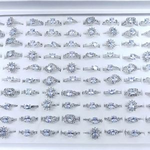 Bagues en argent micro-incrustées de zircon pour femmes, style coréen populaire, avec pierres précieuses et strass, lot mixte de bijoux - Product Image 2
