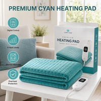 Almohadilla Eléctrica de Lujo Personalizada de 12*24 Pulgadas, Color Cian, con Control Digital LED, 6 Niveles de Calor, Protección de Seguridad Contra Sobrecalentamiento