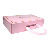 Boîtes de papier d'expédition de vente au détail de produit d'emballage de cadeau de vêtements de couleur rose avec la poignée