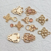 Boutons de luxe en métal sans nickel plaqué, motif grenouille orientale ajourée, incrustation de pierre, motif nœud chinois, pour Cheongsam