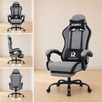 Chaise de jeu ergonomique moderne avec repose-pieds, pivotante, en tissu, réglable en hauteur, dossier haut, chaise de bureau