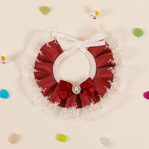 نمط حلو الحيوانات الأليفة الدانتيل سال لعابه منشفة القط القوس الكلب وشاح الصوف البوليستر للجميع بما في ذلك هالوين الشتاء الربيع زينة الحيوانات الأليفة - Product Image 3