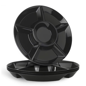 5 Compartments Unbreakable Divided <strong>Disposable</strong> Party Fruit <strong>Platters</strong> Black Plastic Serving Tray Stackable - Product Image 1
