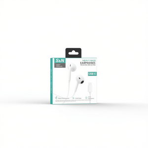 Auriculares S&N Heavy Bass con cable USB-C, intrauditivos con micrófono para teléfonos - Product Image 2
