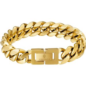 KRKC&CO <b>Mens</b> Cuban Link Bracelet 12mm 18k Gold Plated Thick Durable Hip Hop Jewelry - Product Image 1