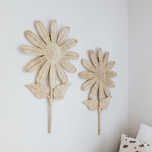 Adorno de pared de girasol de ratán tejido a mano para decoración del hogar, sala de estar, dormitorio - Product Image 3