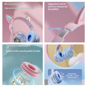 New Gradient Color Cat Ear <b>Wireless</b> Headphones Large Battery Music Gaming Headset Bulk Wholesale - Product Image 3