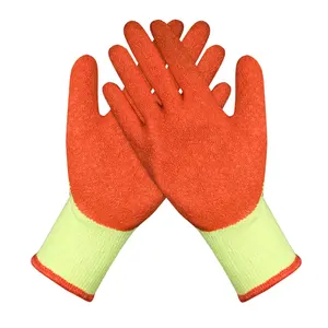 Vente en gros en usine de gants de sécurité en polyester enduits de paume en latex froissé pour hommes
