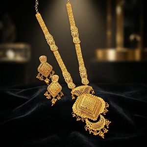 Wholesale Brass 14K 18K 24K Micron Gold Long Fashion Necklaces Traditional Design Necklaces Micron Gold Forming Long Jewelry Set - Product Image 3