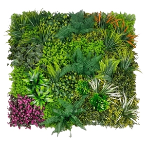 Feuillage artificiel gazon artificiel 5d Panneau mural tropical artificiel vert panneau mural herbe de pampa feuille de palmier artificiel mur - Product Image 1