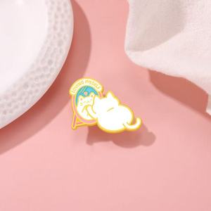เข็มกลัดเคลือบกระจกรูปแมวออกแบบได้ตามต้องการเข็มกลัดติดป้ายรูปสัตว์แสนสนุกของขวัญสำหรับเด็กๆและเพื่อนๆธีมดอกไม้ - Product Image 2