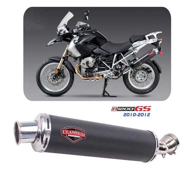 Motorcycle Exhaust Muffler Slip on for R1200GS 2010-2012 R1200 GS STAINLESS EXHAUST CARBON FIBER MUFFLER Mid Pipe Link