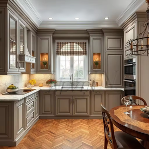 Armoires de cuisine modulaires modernes, design sans poignée <span class=keywords><strong>noir</strong></span> mat, RTA avec fermeture douce pour l'espace de la maison personnalisé - Product Image 1