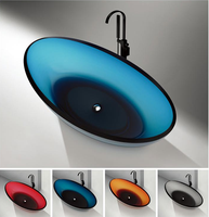 Baignoire en résine acrylique de haute qualité, transparente, artistique, autoportante, personnalisable en plusieurs couleurs, pour salle de bain d'hôtel