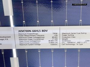 JINKO Tiger 1แผงเซลล์แสงอาทิตย์ชนิด N แผง720W 715W 710W 705W 700W แผงเทคโนโลยี2.0ร้อน - Product Image 4