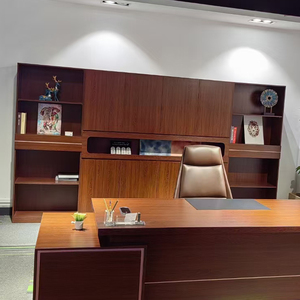 Hiện đại sang trọng văn phòng Tủ hồ sơ với màu đỏ hạt gỗ Kệ sách lưu trữ ngăn kéo dẫn ánh sáng Bảng điều chỉnh phong cách cho hội thảo sử dụng - Product Image 1