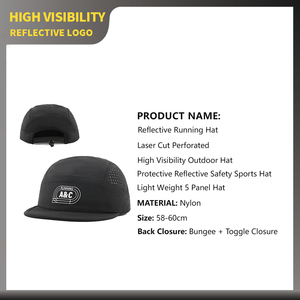 <span class=keywords><strong>Gorra</strong></span> de Campamento Plegable con Visera de Eva y Logotipo Reflectante Personalizado, <span class=keywords><strong>Gorra</strong></span> Australiana para Correr por Senderos, Negra - Product Image 2