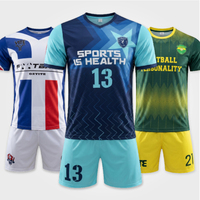Ensemble de maillots de football pour hommes avec logo personnalisé, impression par transfert thermique, 100% polyester, séchage rapide, respirant, coupe ajustée