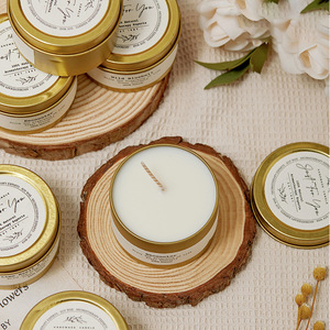 Bougie parfumée ronde 80g en cire de soja sans fumée, cadeau de fête, style élégant - Product Image 1