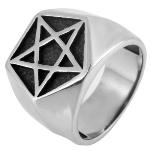 yunnique Men's <b>Titanium</b> Steel Five Pointed Star <b>Ring</b> Silver Geometric Punk Style Fashion Jewelry Gift - Product Image 5