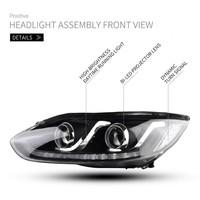 Conjunto de Faros LED para Ford Focus MK3 12-14, Modificados con Doble Proyector, DRL, Señal de Giro Secuencial, Lámpara Delantera, Plug and Play