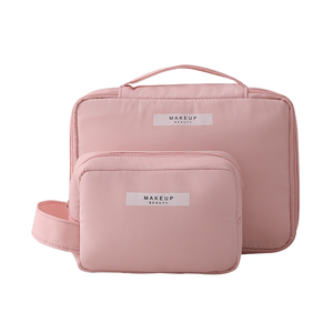 Custom Women Fashion Letter Pattern Polyester Zipper Cosmetic Travel <b>Bag</b> Portable Solid Color Makeup Pouch Set <b>Small</b> Large Sizes - Product Image 1